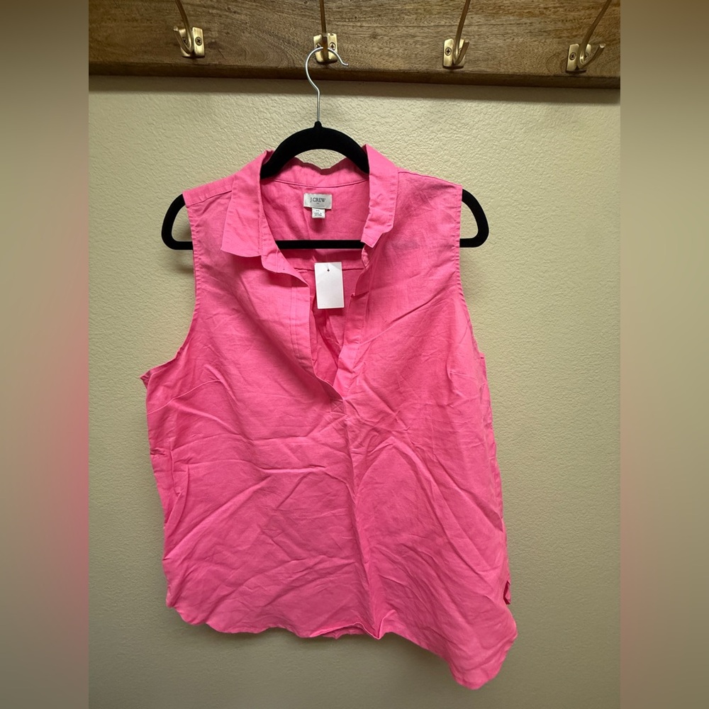 J. Crew Bright Pink Sleeveless Collared Blouse